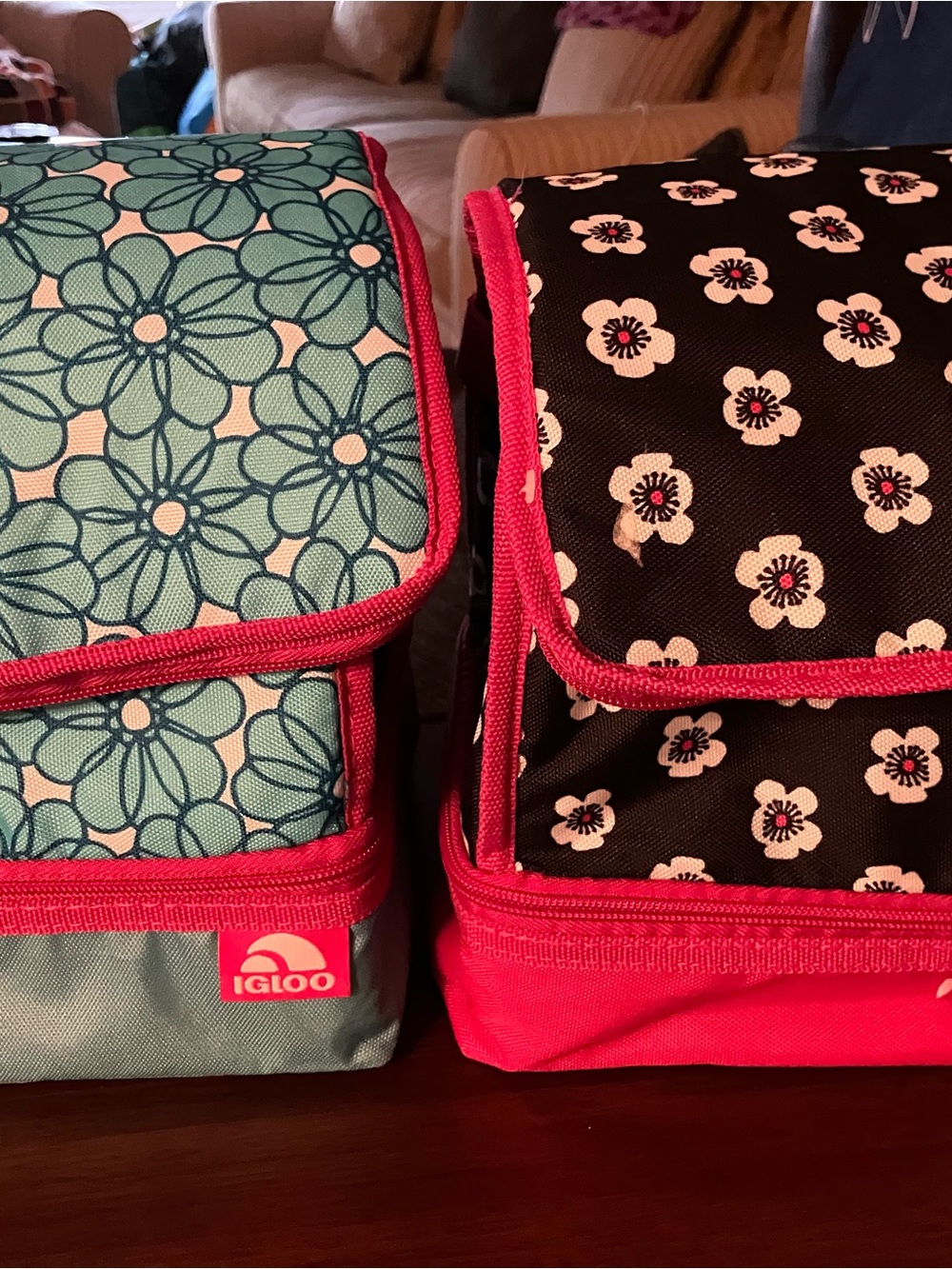 Igloo Floral Insulated Lunch Bags in Teal, Black and Pink Trim. Both !!!!